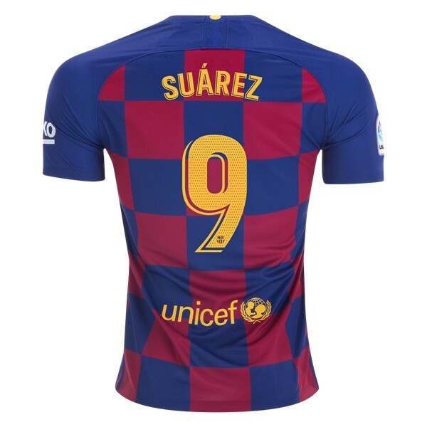 Trikot Barcelona NO.9 Suarez Heim 2019-20 Blau Rote Fussballtrikots Günstig